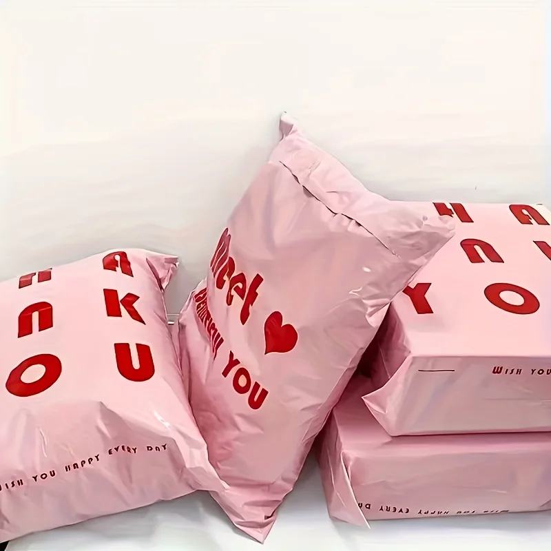 15 Thick Waterproof Pink Courier Bags with'Meet the Beautiful You' Design—Durable Self-Sealing Mailing Envelopes, Suitable for