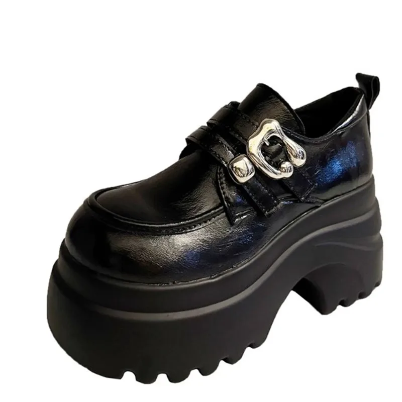 

New Spring 9CM Platform Women Loafers Shoes Flats Casual Walking Shoes Woman 2026 Designer Leather Sneakers Mujer Zapatos Pumps