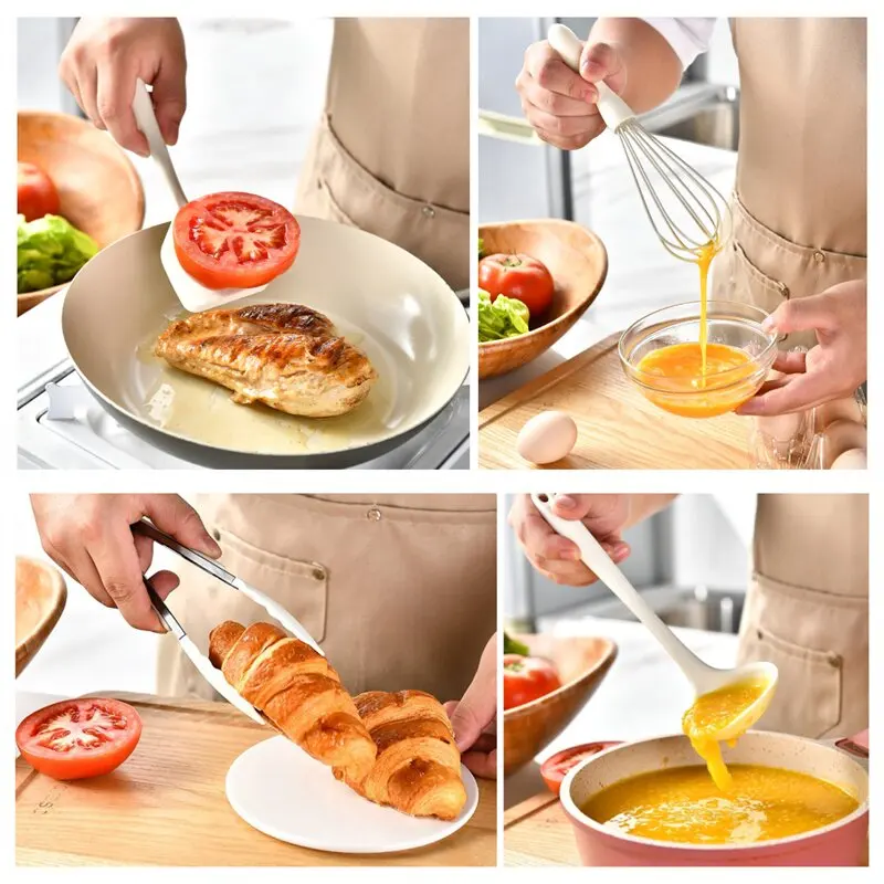 

6 Pcs Mini Baking Tools Set-Silicone Spatula, Cake Cutter, Egg Whisk, Food Scraper. Non-Stick, Heat-Resistant & Dishwasher Safe
