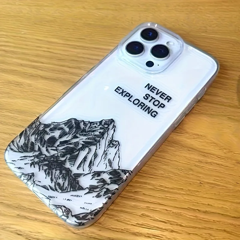 Funda Transparente Suave con Diseño de Montaña para iPhone 17 Air 16 15 14 11 Pro Max Plus 13 12 Mini 8 X
