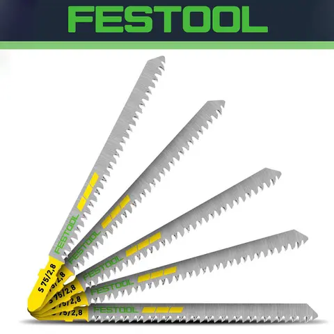 FESTOOL 204260 Jigsaw Blade S 75/2,8/5  Straight Wood Cutting Highly Precise Cuts HCS Tool Steel Curved Saw Blade