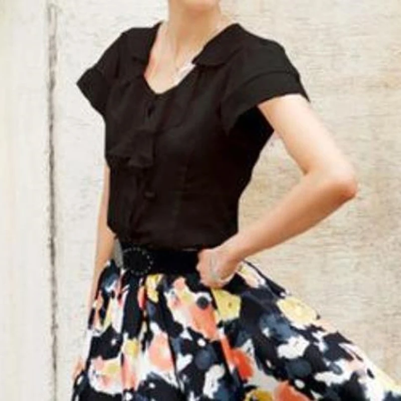 New Arrival Chiffon Short Sleeve Female Blouse Shirt Fashion Ruffles Ladies White Black Office Blouses Women Clothes