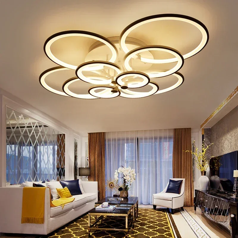New Ring Shape LED Bedroom Living Room Ceiling Lighting Remote Control Smart Creative Simple Round Home Dimmable Ceiling Lamp