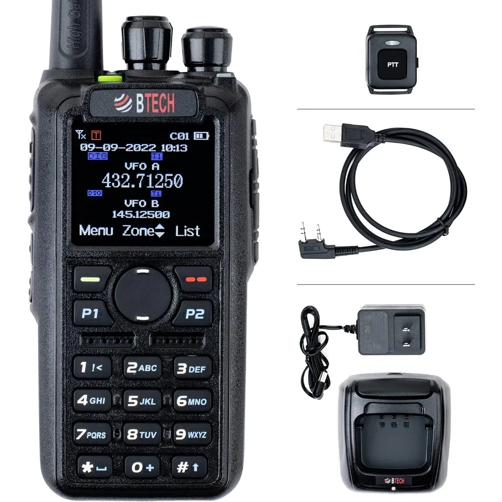 DMR & Analog Dual Band Two-Way Radio – 7W VHF/UHF (136-174MHz & 400-480MHz) Bluetooth, AES256 & ARC4 Encryption