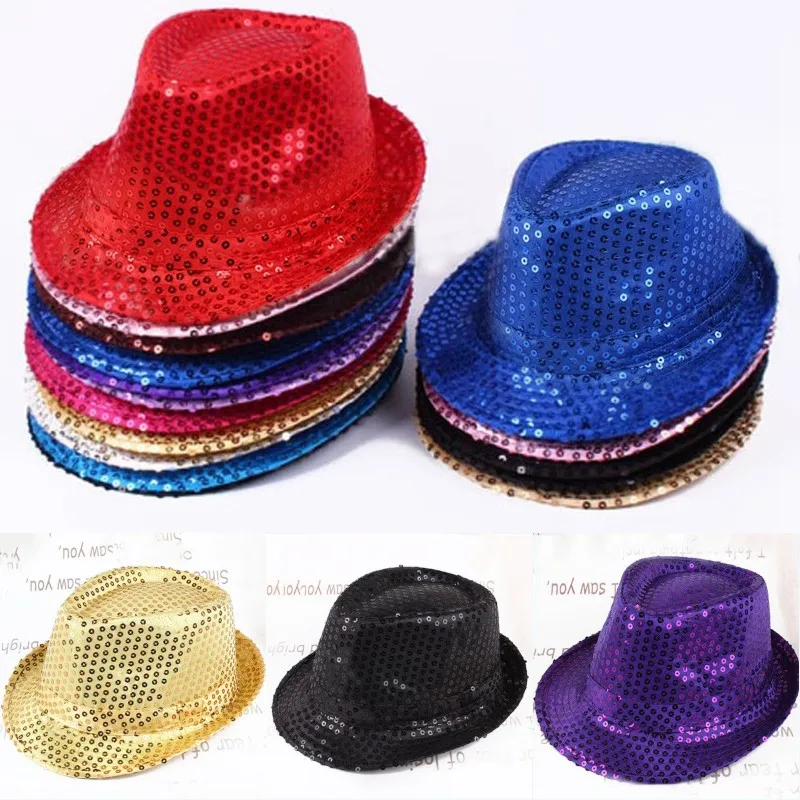 Unisex Pailletten Party Hut Bühne Dance Show Hip Hop Jazz Hut Glitter Cowboy Leistung Kostüm Requisiten Glänzende Perlen Zauberer Kappen – Detail 10