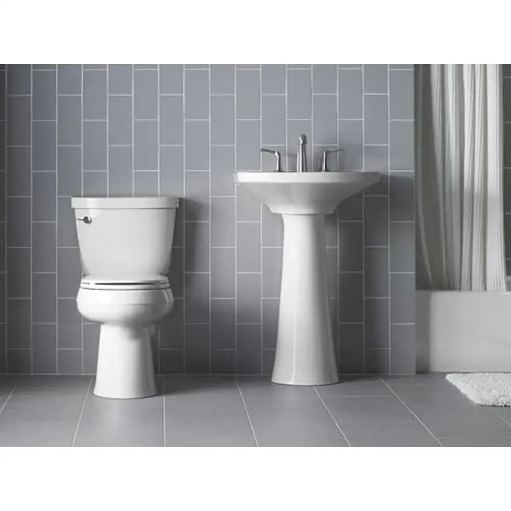 Vitreous China Bathroom Sink Generous Interior Basin White Pedestal Design Concealed Water Supplies Drain 22-3/4