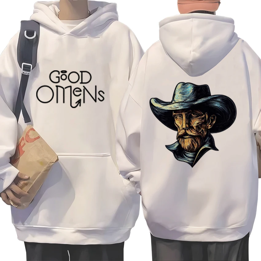 Top Comedy Good Omens Graphic Hoodie Men Women ' s gothic streetwear Bodywarmer Long sleeve hoodies Unisex Casual hood tracksuit