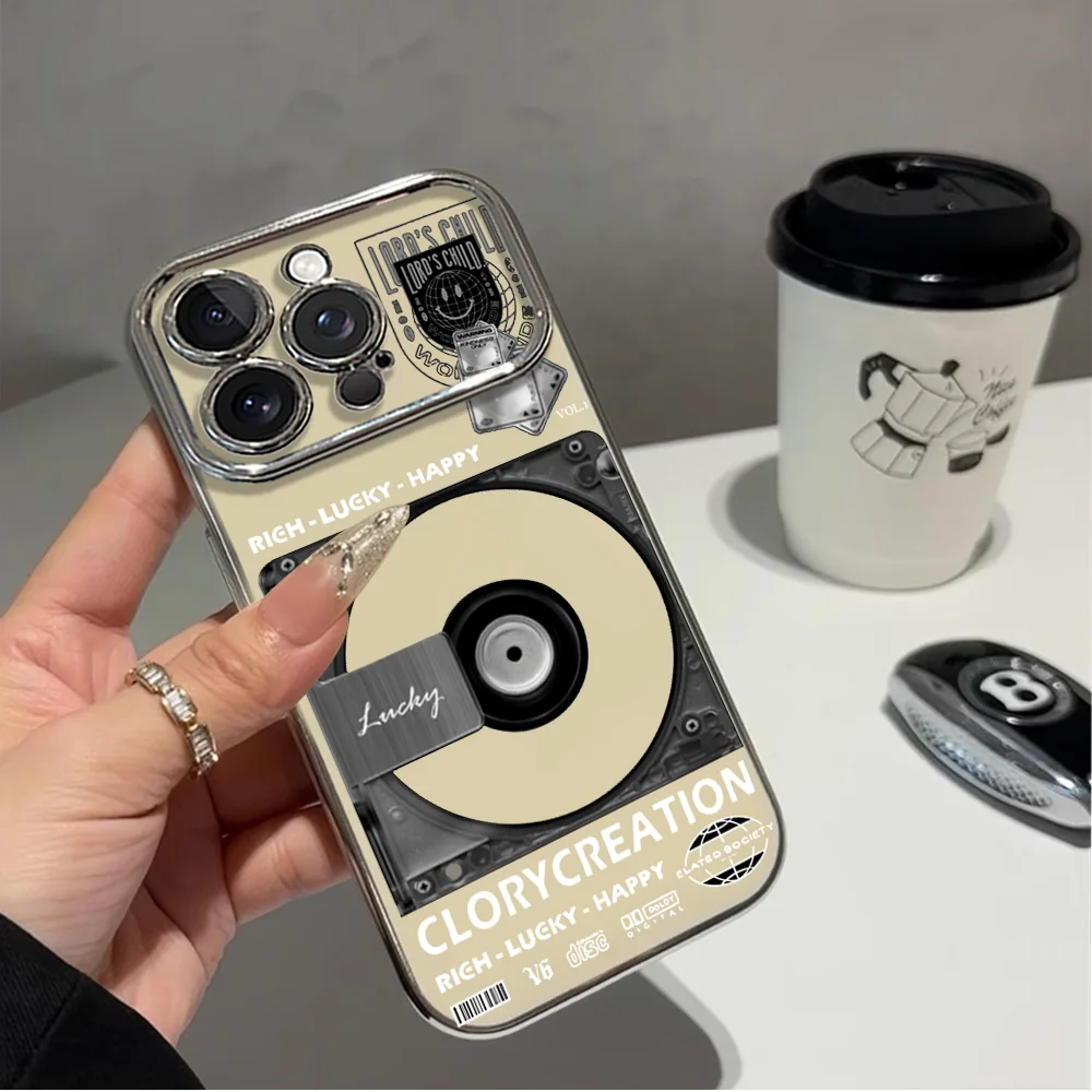 Retro CD Record High-end Creative Electric Ferry Large Window Phone Case For IPhone 12 11 13 14 15 16 Max Pro Plus Shell