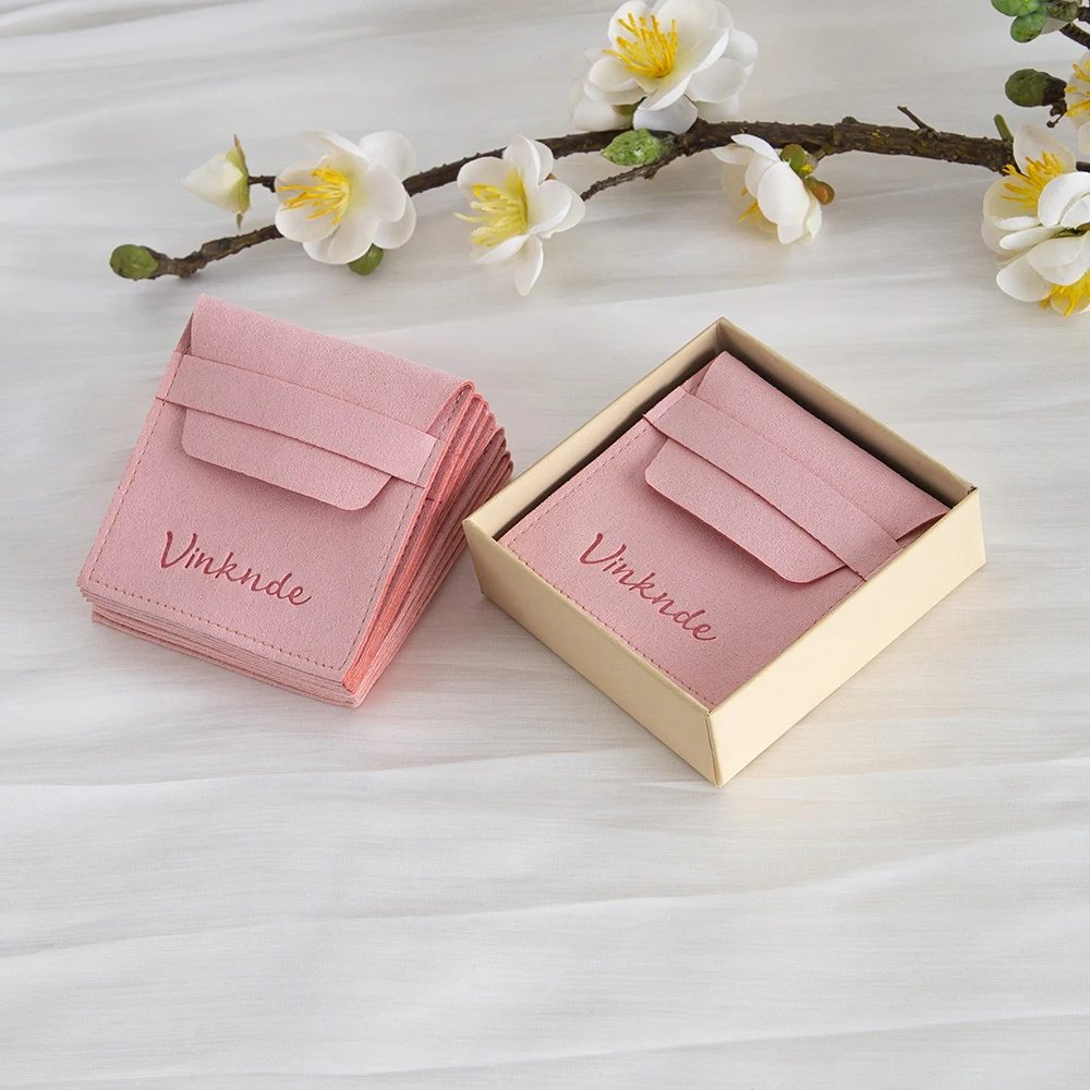

Lovely Smart Jewelry Microfiber Bag Custom Logo Velvet Suede Envelope Earrings Cosmetic Pouch Wedding Favors Gift Box Organizer