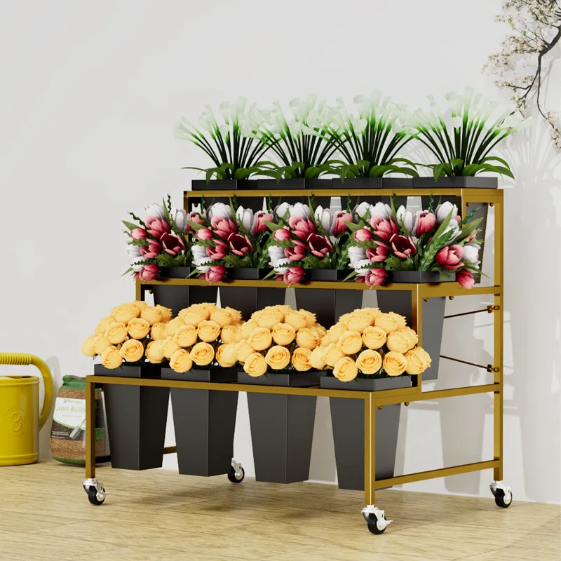 

Florist flower display rack ladder flower stand wrought iron bucket shop stand