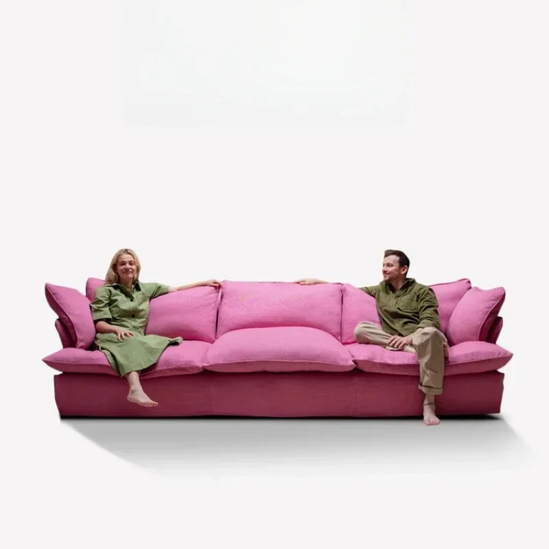 

Color Cloud Sofa, Cream Wabi Wind Linen Down Sofa