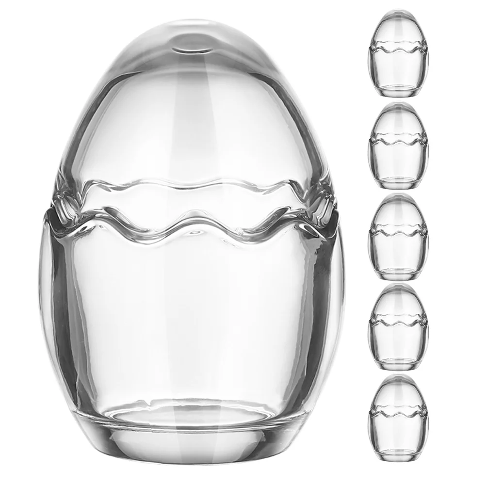 

6Pcs Heat Resistant Pudding Cups Glass 100Ml Clear Egg Style Dessert Jars for Homemade Yogurt Parfait Jam Storage Container