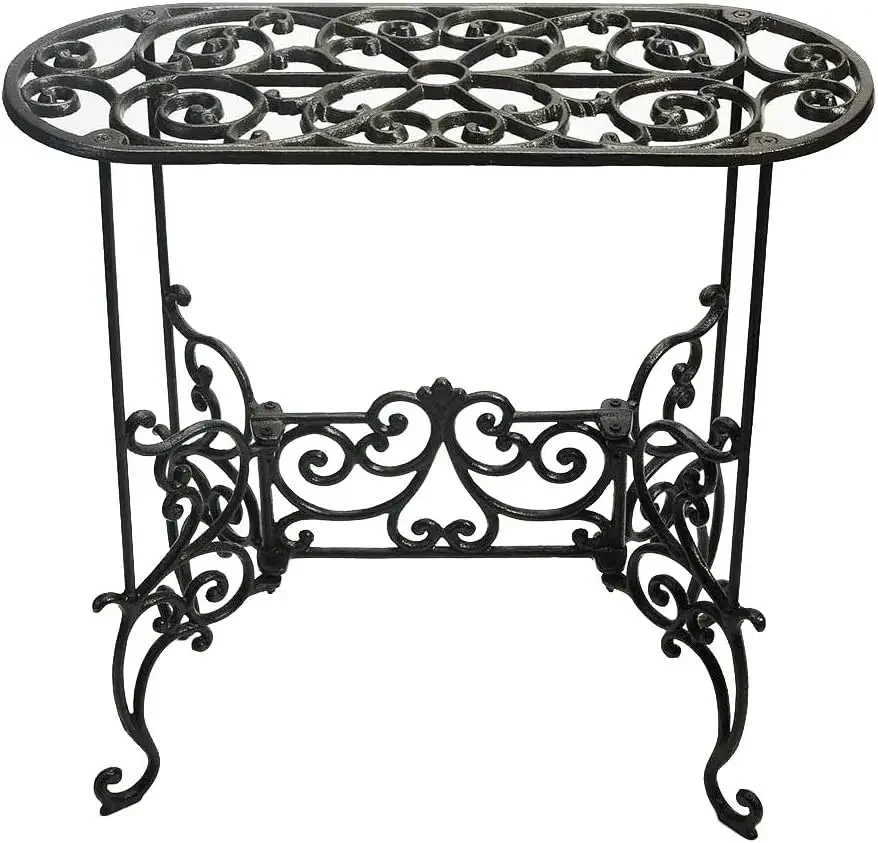 Sungmor Heavy Duty Cast Iron Potted Plant Stand Garden Table Indoor Outdoor Corner Shelf for Planters Vases Books and More