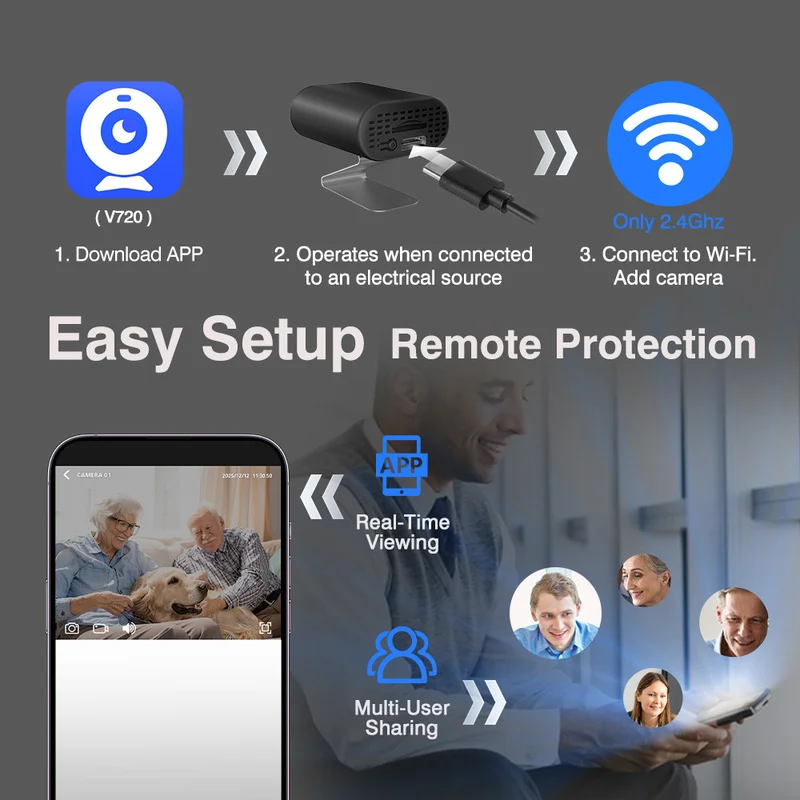 2026 Latest Mini WiFi Camera. Features Remote Live Viewing Via Mobile Phone, One-way Audio Reception, Motion Detection gallery 4