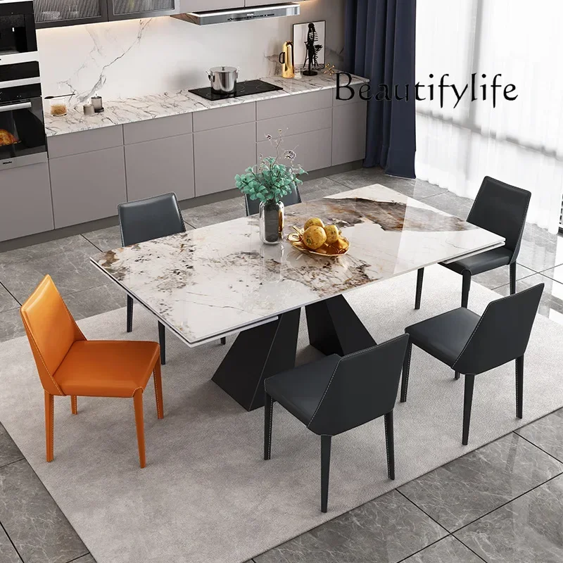 N36 Italian rock slab retractable dining table rectangular minimalist household Nordic modern simple light luxury dining table