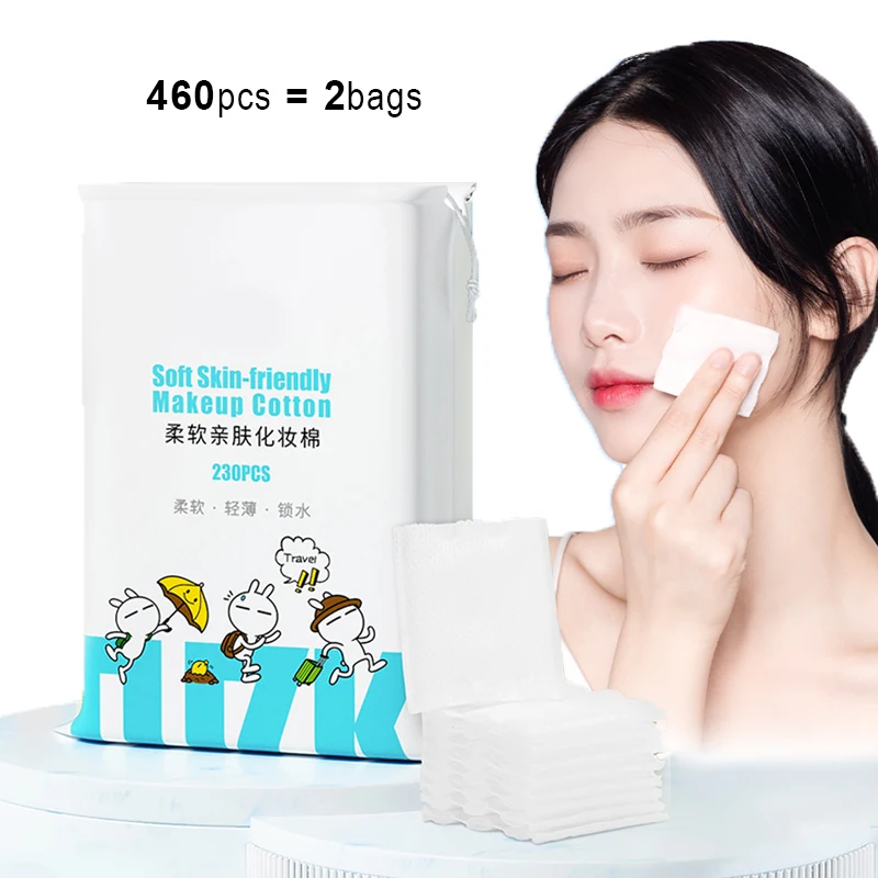 

460pcs/2bag Make Up Cosmetic Cotton Pads Wipe Pads Cleaning Pads Soft Daily Supplies Facial Cotton Makeup Remover Tool thickened