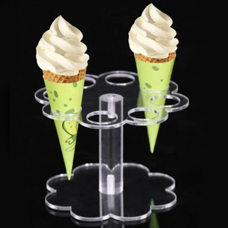 1pcs 8 Holes Acrylic Ice Cream Cone Stand Holder Transparent/Chip Cone Holder