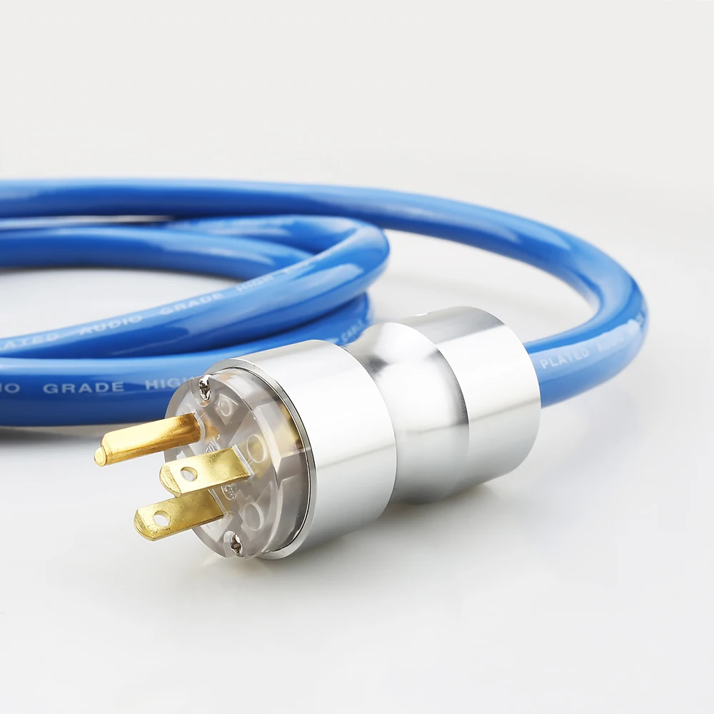 P111 HIFI 電源 EMC シールド銀メッキシュコ電源ケーブル EU/US 電源ケーブル、図 8 IEC メスプラグ付き