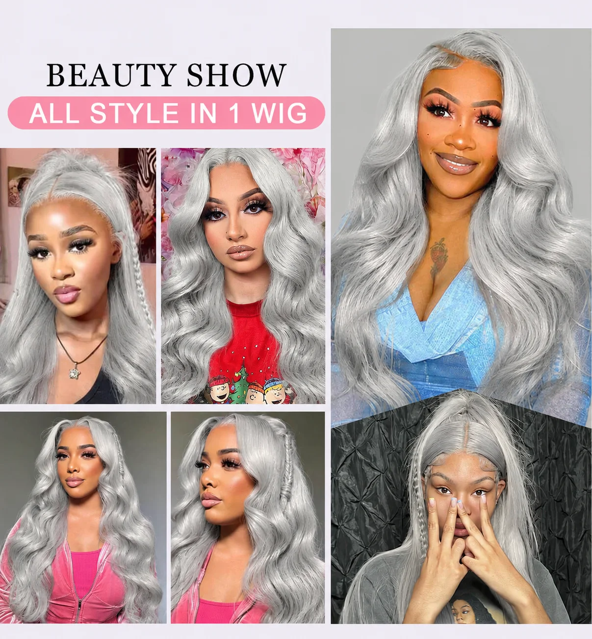Silver Gray Body Wave Lace Front Wigs For Women Grey Human Hair Wigs Raw Brazilian 13x6 Transparent Lace Frontal Wig Mint Green 27# Honey Blonde 613 Blonde Colored Prepluck 30 40Inch view 8