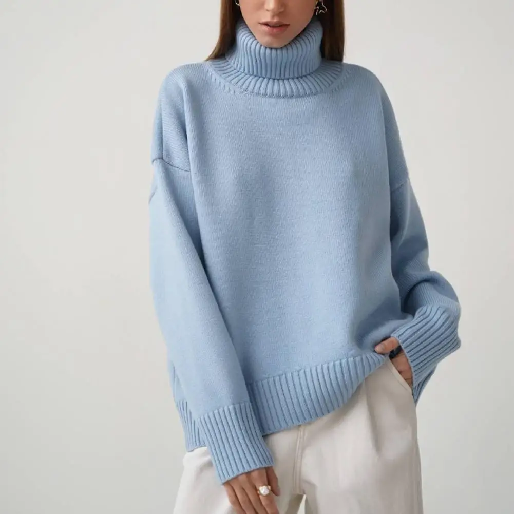 

Winter Women's Turtleneck Oversize Sweater Pullover Female Vintage Jumper Solid Warm Knitted Sweater Soft 2023 White Green