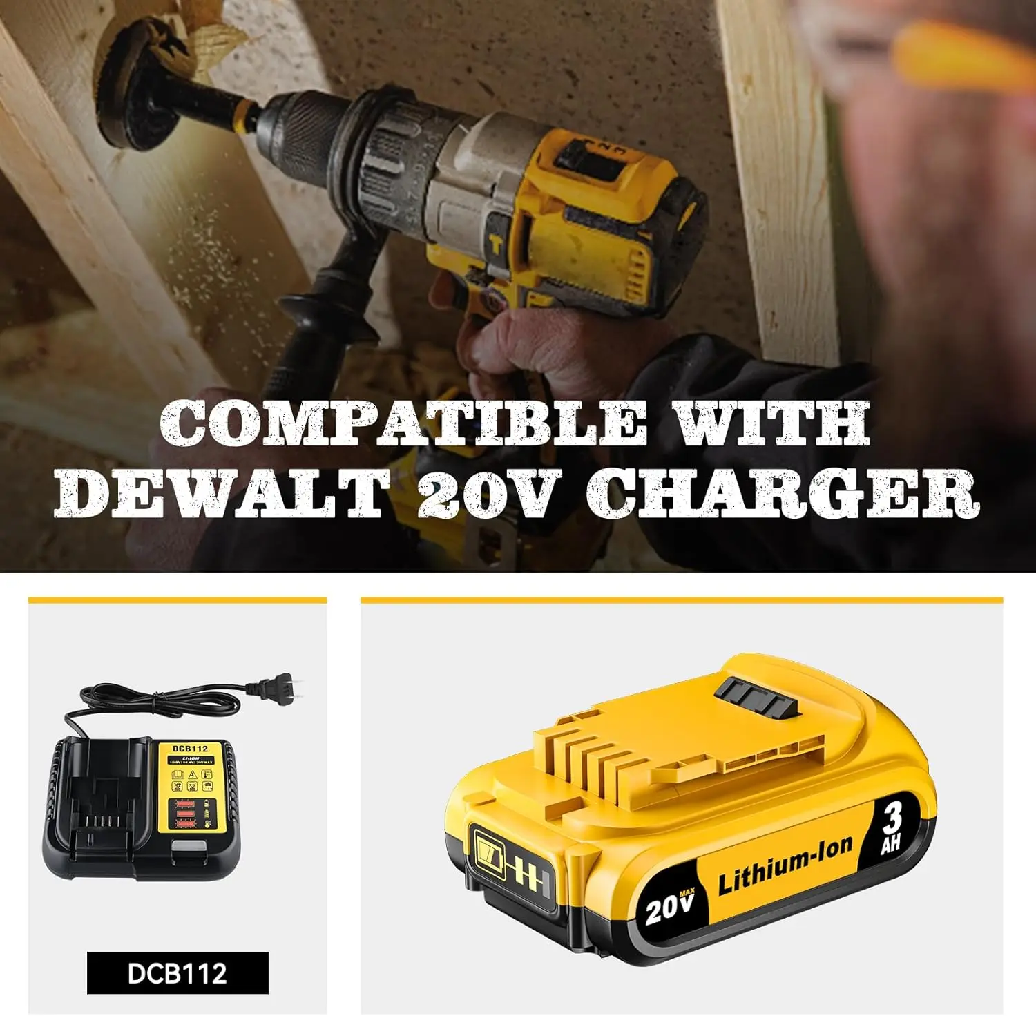 Bravebull 7500mAh 대용량 20V 충전식 리튬 이온 배터리 Dewalt 배터리 교체용 DCB206 DCB207 DCB204 DCB201