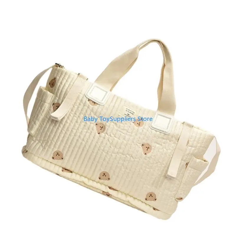 

R1WF Convenient Maternity Shoulder Bag Portable Handbag with Ample Space for Baby Supplies with Lovely Embroidery Pattern