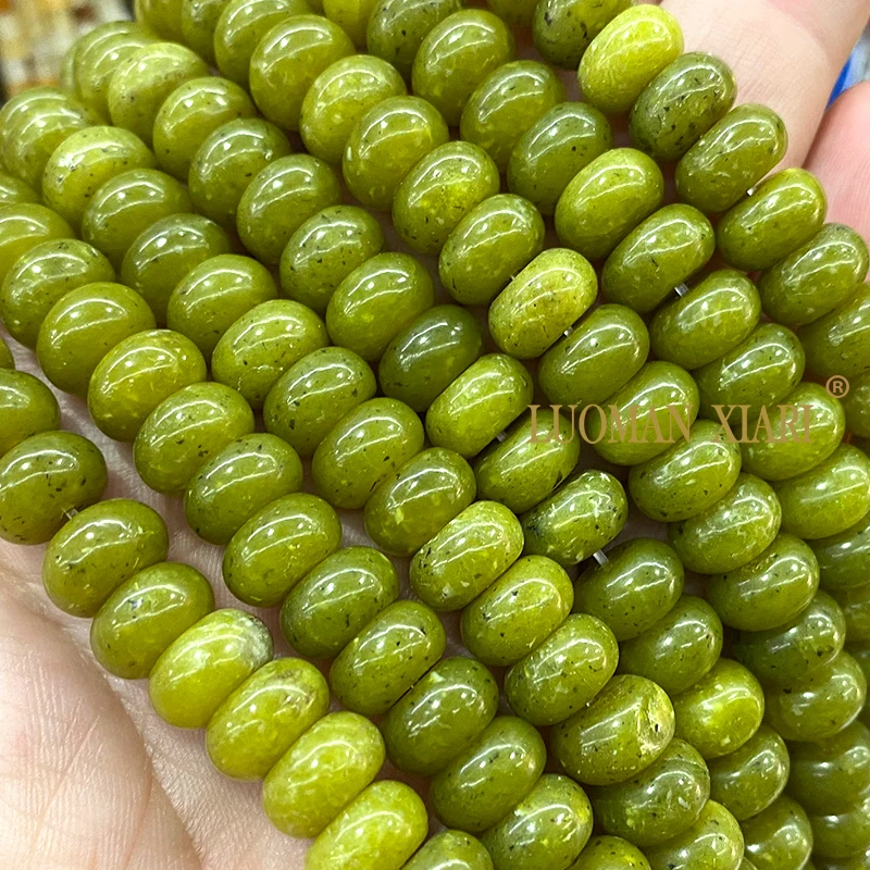 6x10MM Abacus Natural Stone Green Taiwan Jades Loose Rondelle Spacer Beads for Jewelry Making DIY Bracelets Charms  Accessories