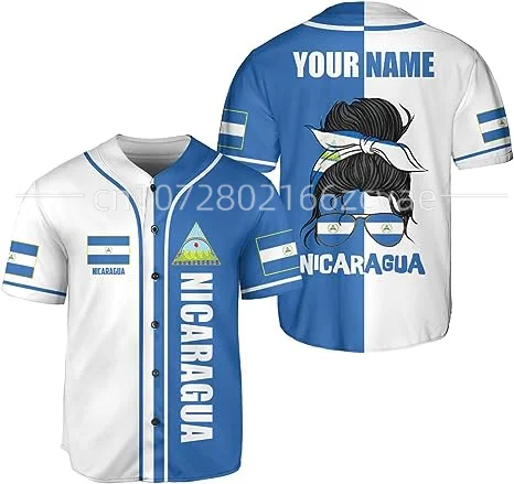 Nicaragua Baseball Jersey Shirt Baseball Shirt 3D Printed Men's Shirt Casual Shirts Hip Hop Tops