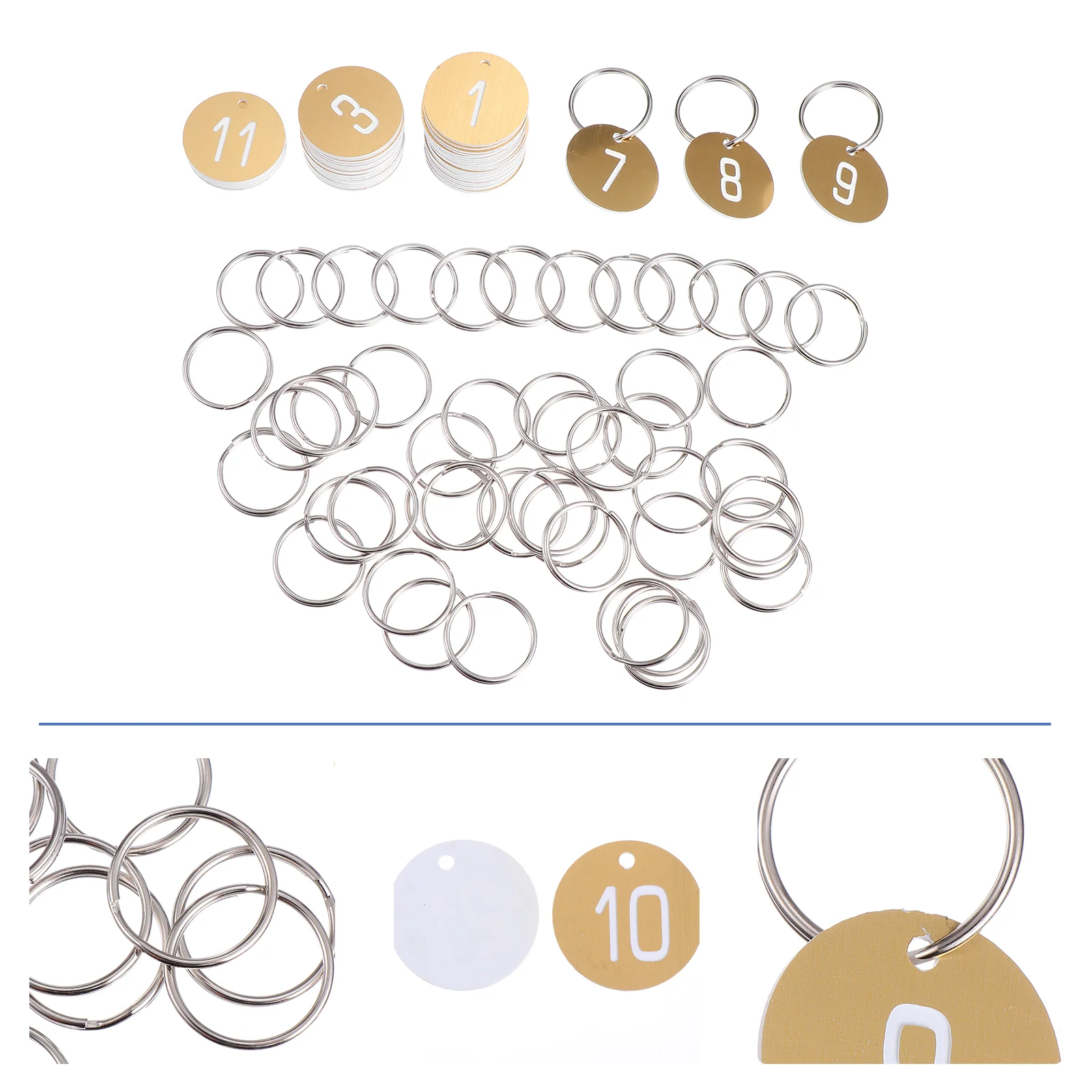 50Pcs Numbered Tags ABS Plastic Round Keychains Engraved Labels for Gym Hotel Travel Accessories Locker Table Numbers