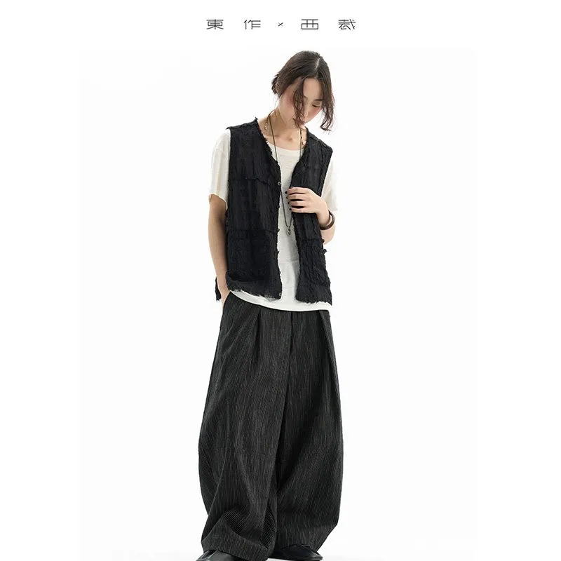 Vintage Striped~100% Pure Cotton Trousers Banana Pants Women's Loose Pants for Petite Sizes 2026 Spring/Summer