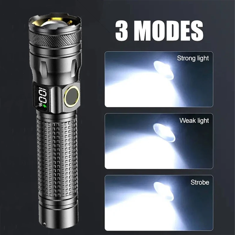 Aluminum Alloy LED Flashlight High Power Rechargeable Tactical Telescopic Zoom Torch Flash Light Outdoor Camping Lantern