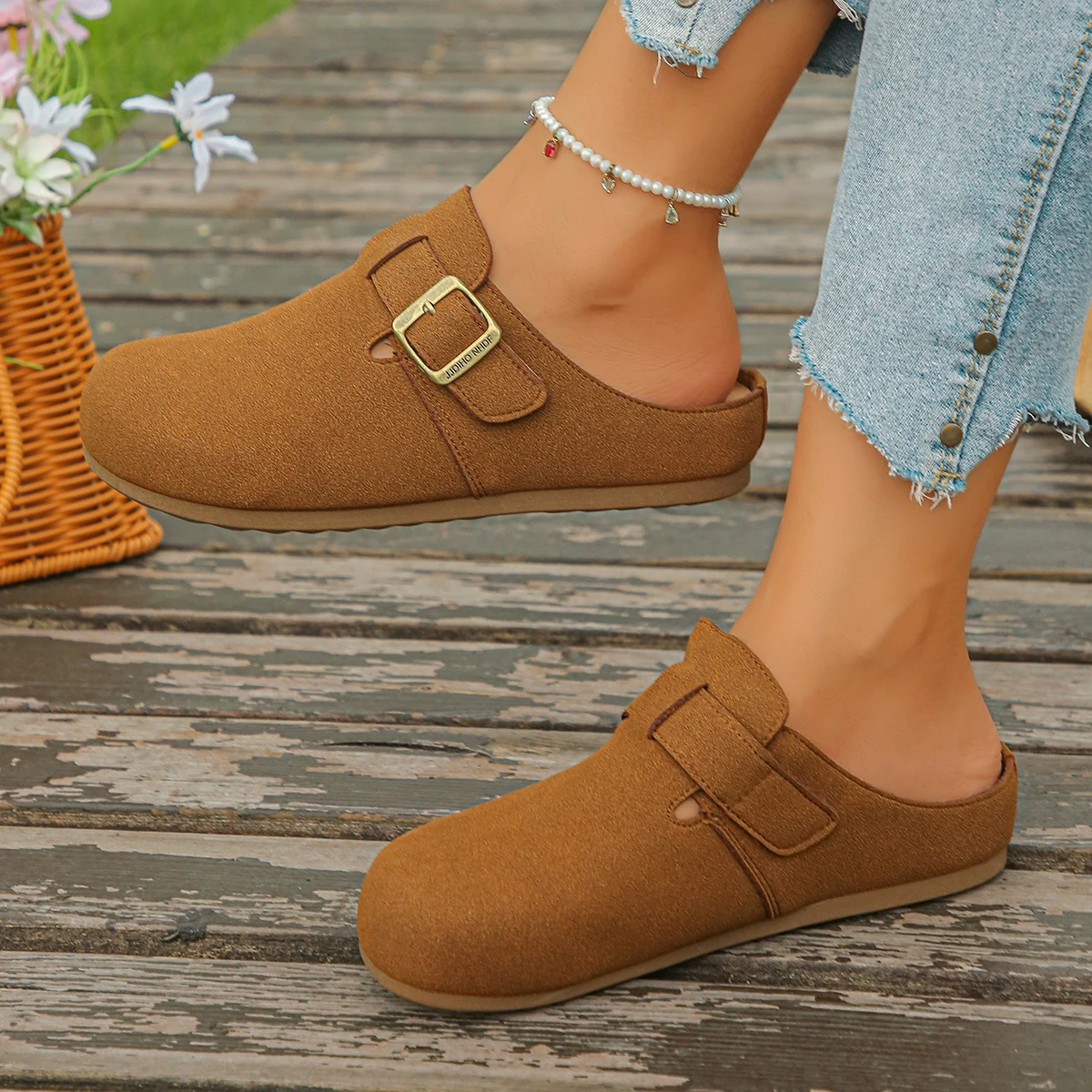 Frühling/Herbst Elegante Baotou Sexy Flache Mules Modische Bestseller Neue Bequeme Übergrößen Damenschuhe – Detail 6