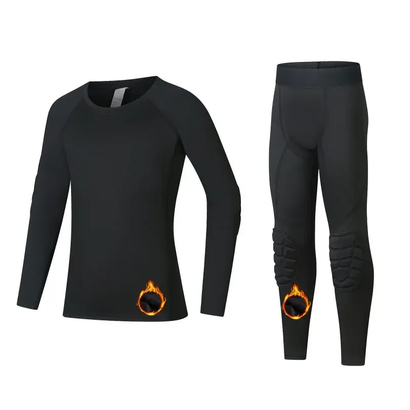 

Детский зимний спортивный комплект, компрессионные теплые длинные брюки для мальчиков, топы, нижнее белье, обтягивающая спортивная одежда, спортивная одежда для бега, баскетбола