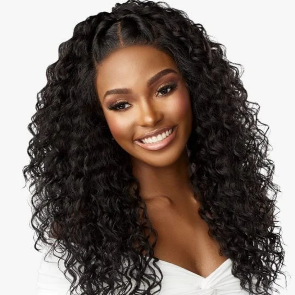 

Synthetic Long Kinky Curly Hair Extensions Organic Jerry Curly Bundles Ombre Brown Fake Hair For Women Heat Resistant Wave