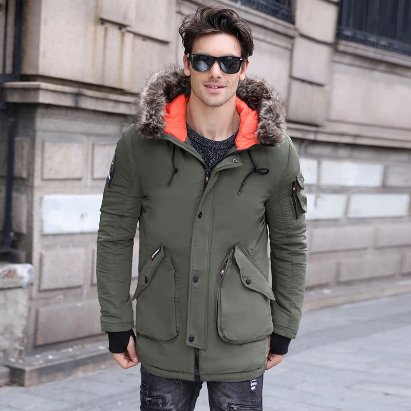 

2022 Winter Mens down Jacket And Coat Top Quality Thicken Cotton Long Style Overcoat Parka Men Fur Collar Winter Jacket Men