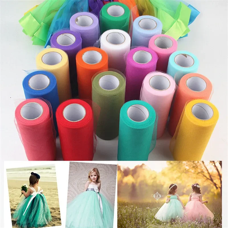 Tulle Roll Width15cm 25Yards Wedding Decoration Roll Spool DIY Fabric Decorative Crafts Christmas Kids Queen Skirts