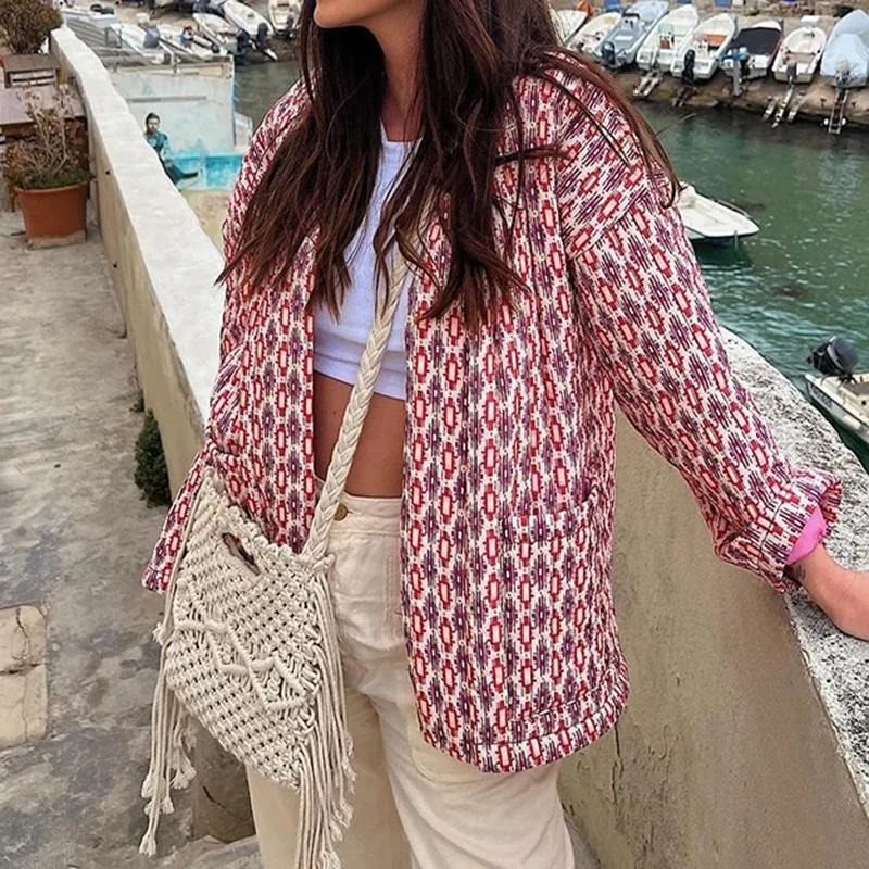 

2025 European American 's Fashion Hot-Selling Autumn and Winter New Elegant Printed Women's Cotton Jacket