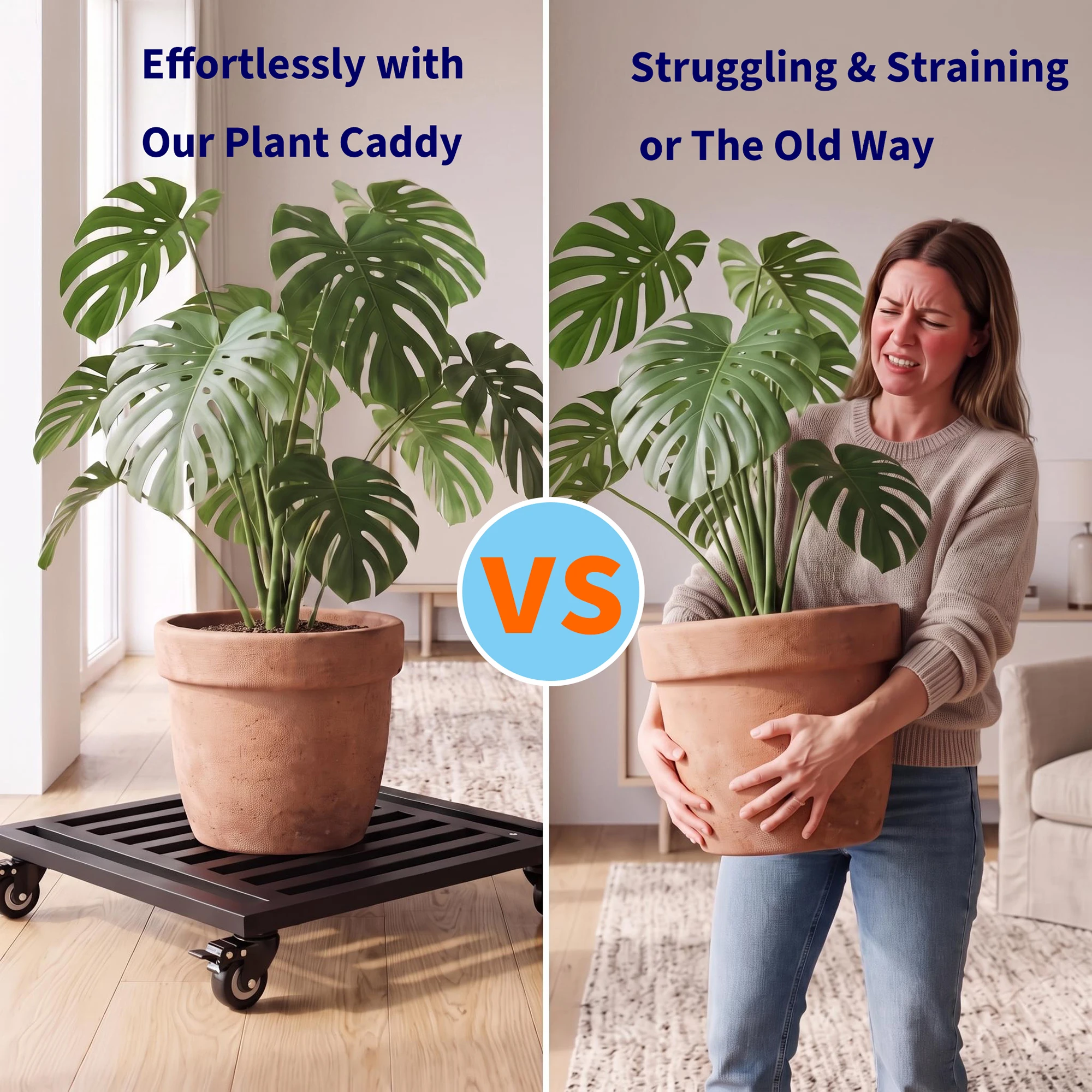 2 Pack 20 Inch Plant Caddy With Wheels, 450LB Heavy Duty Metal Plant Dolly, 360° Rolling Stand With Locking Casters, For Large Pots