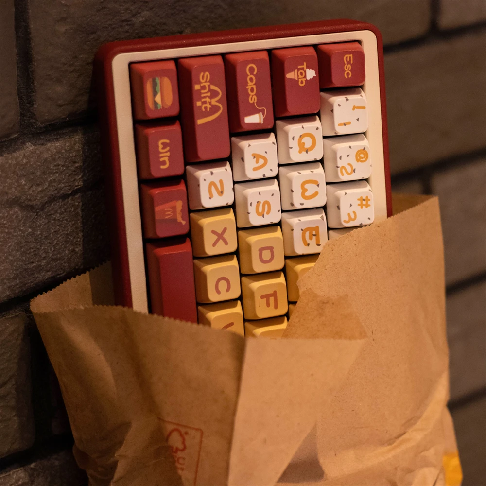 ECHOME Mcdonalds Theme Keycap Set PBT Custom Cute Red Keyboard Cap Cherry Profile Key Cap for Mechanical Keyboard Accessories