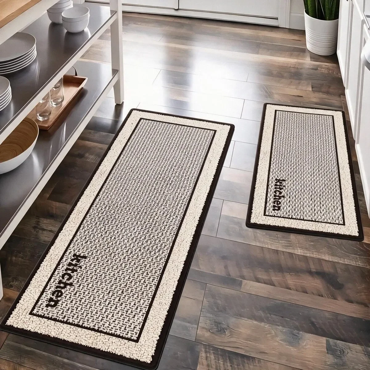 Tappetino da cucina in fango di diatomee, di forma rettangolare e lungo, spesso e assorbente, con fondo in gomma antiscivolo, resistente e adatto per cucina, bagno, toilette, ingresso e sala da