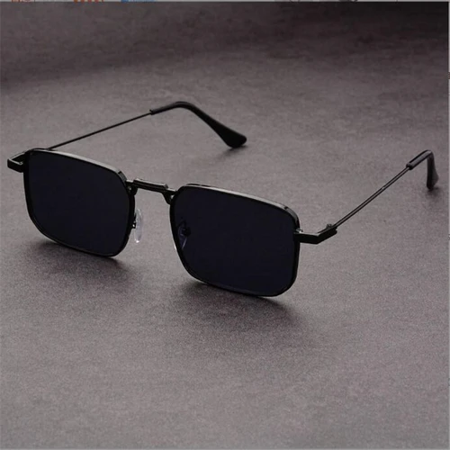 Imagen 2 del producto 2024 Gafas de sol cuadradas de metal con lentes rojas para hombres, protección UV superior, protector solar, gafas ultra transparentes para mujeres