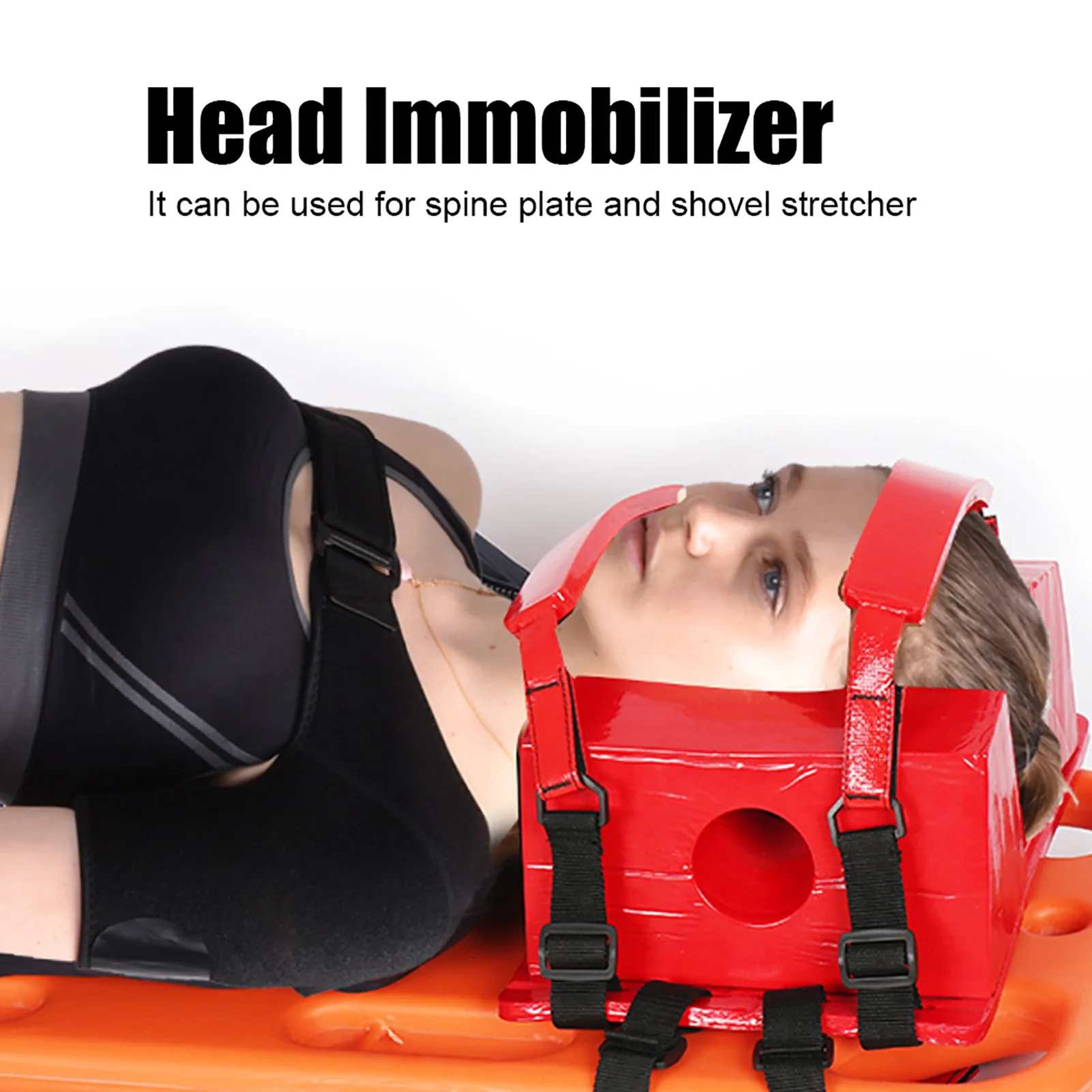 Spine Board Head Immobilizer for Backboard Universal EMS EMT Medical Emergency Head Immobilizer with Adjustable Straps