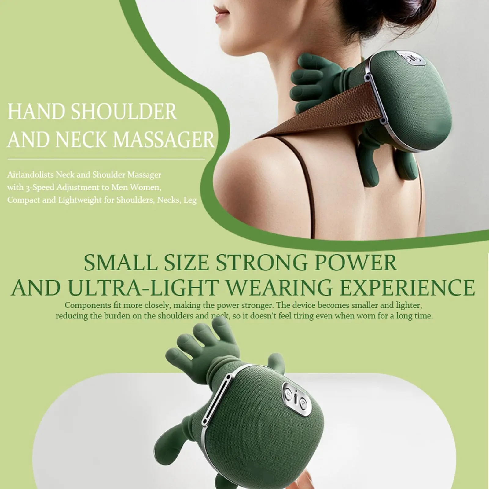 Neck Massager for Pain Relief Deep Tissue with Fingers Bionic Portable Cordless Electric Shiatsu Shoulder Massage with Heat