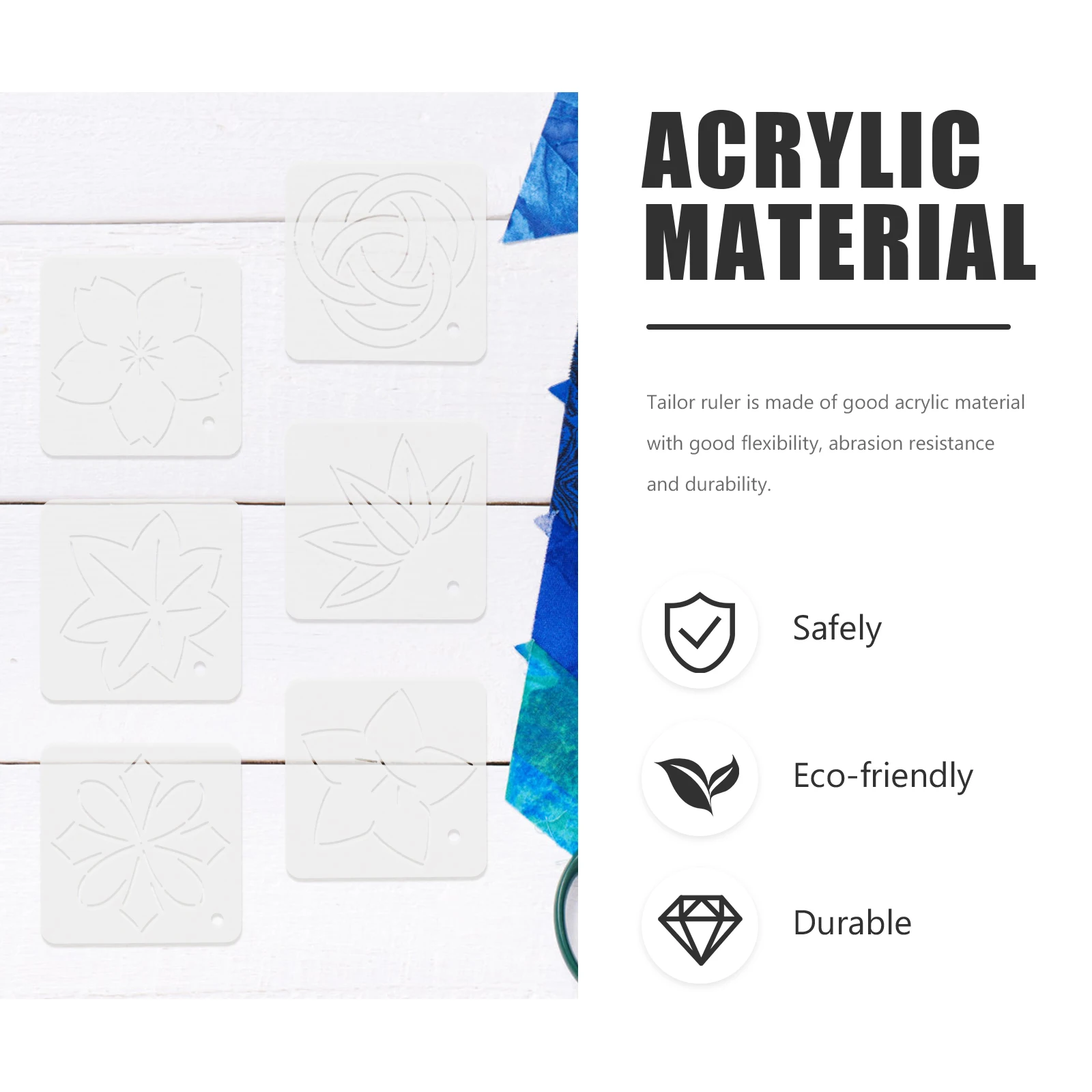 

6Pcs Acrylic Quilting Templates DIY Craft Accessories Smooth Edges Safe Skin Sewing Embroidery Patchwork Tool Quilting Rulers