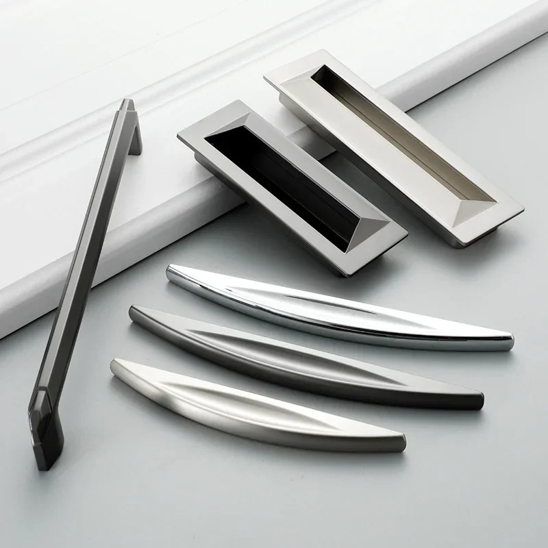 

Современный простой ящик шкафа, скрытая ручка, черная современная простая ручка из цинкового сплава, фурнитура, дверная ручка