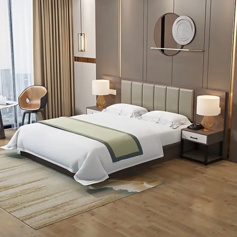 Hotel Bedroom Set Standard Room Double Bed Apartment Furniture Superior Hotel Bed 1.2 meters 1.5 meters 1.8 meters Room Bed Box