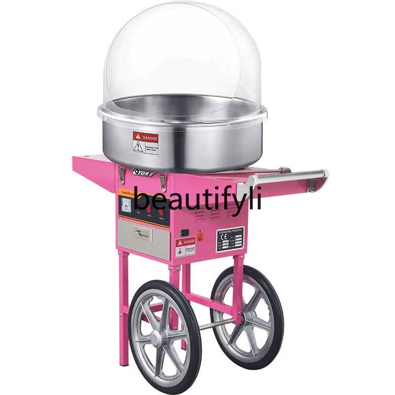 

Electric Cotton Candy Machine with Trolley Fully Automatic Electric Heating Spinning Machine for Street Vendor Production