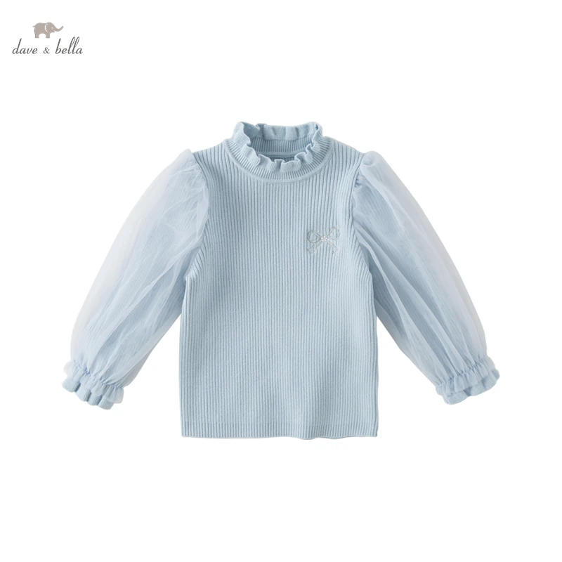 Dave Bella Baby Girl Sweater Autumn Winter Basic Long Sleeve Knitting Pullovers Half Turtleneck Girl Knitted Tops DB4224562