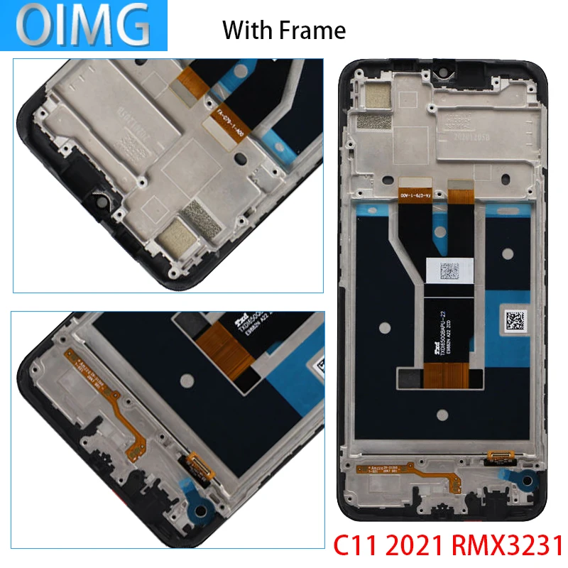 For OPPO Realme C11 2021 Original LCD Display With Frame Touch Screen Panel Digitizer Replacement Parts RMX2185 RMX3231