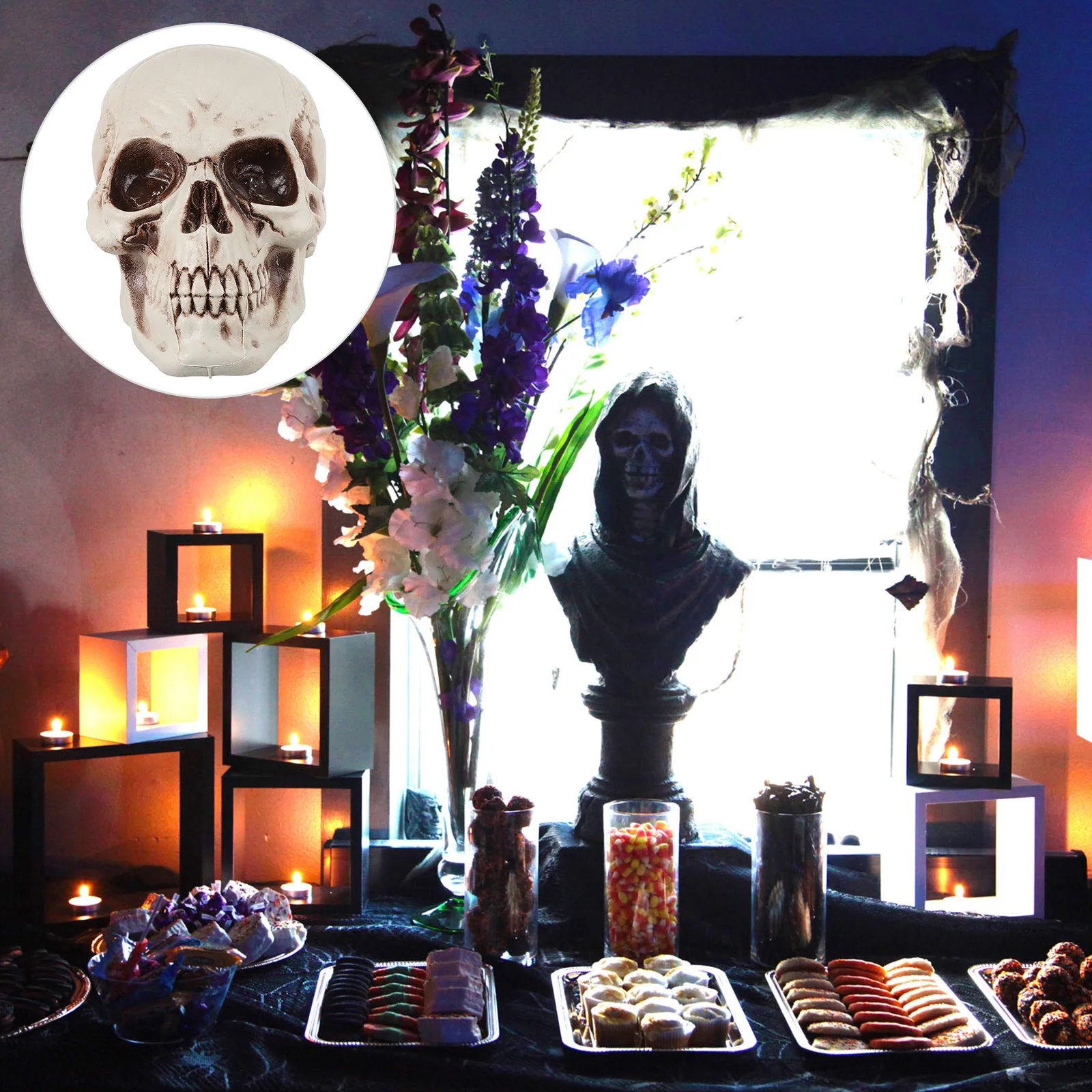 

Halloween Skull nament Decorative Figurines Realistic Models Party Supplies 3D Skull Decoration Compact Lightweight